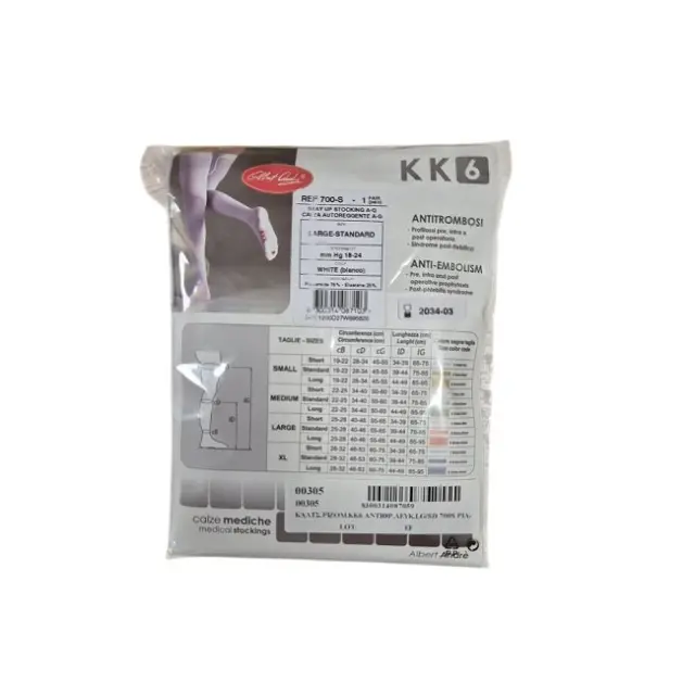 Laboratori Piazza 700S kk6 Κάλτσες Hold-up Αντιθρόμβωσης Ανοιχτό Δάχτυλο Lycra mm hg 18-24 Λευκές L-Standard 1ζευγάρι