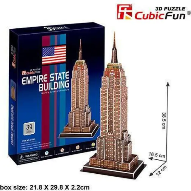 Cubicfun 3D Παζλ Κτήριο Empire State 39 Κομμάτια 38.5x12x16.5cm σε Μπρονζέ Χρώμα 00008 C704H 7+ 2