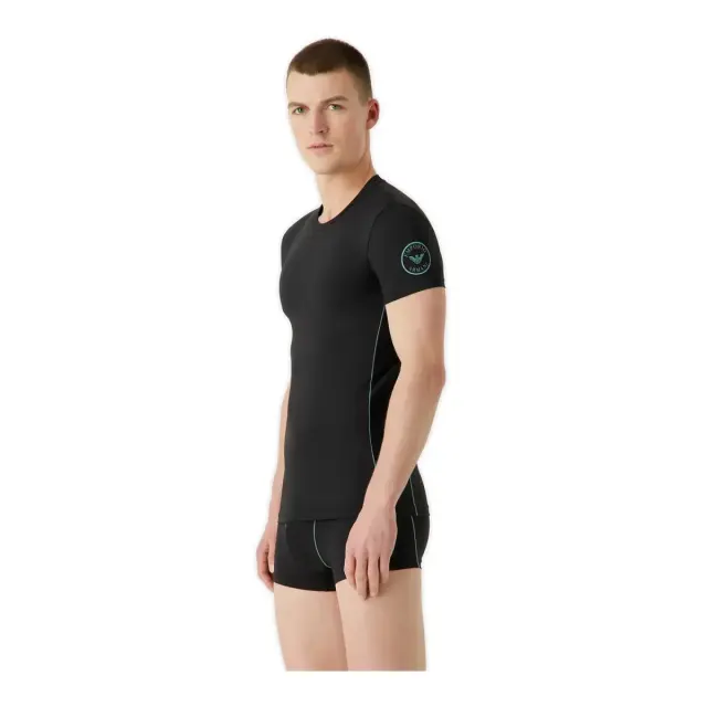 Emporio Armani Ανδρικό T-Shirt Round Logo Side Stripe, Χρώμα Μαύρο 3