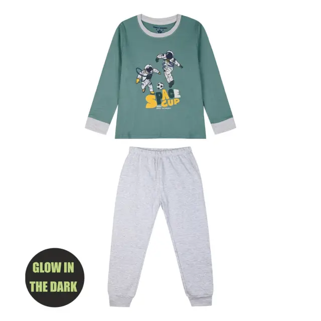 Baby 6 μηνών έως 4 ετών Πυζάμα με τύπωμα glow in the dark μελανζέ - 1Ε