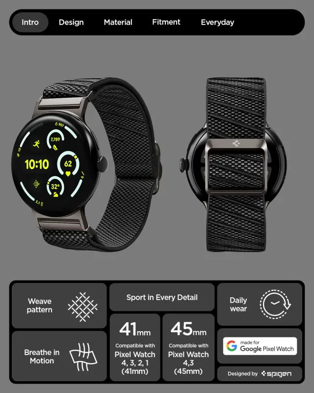 Spigen Lite Fit X V2, black - Google Pixel Watch 4/3 45mm 2