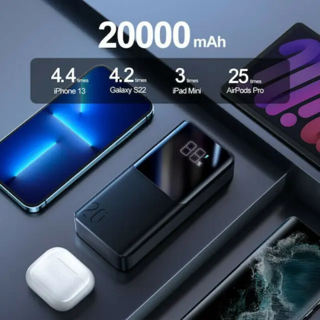 Joyroom JR-QP192 Power Bank 20000mAh 22.5W με 2 Θύρες USB-A και Θύρα USB-C Μαύρο 3