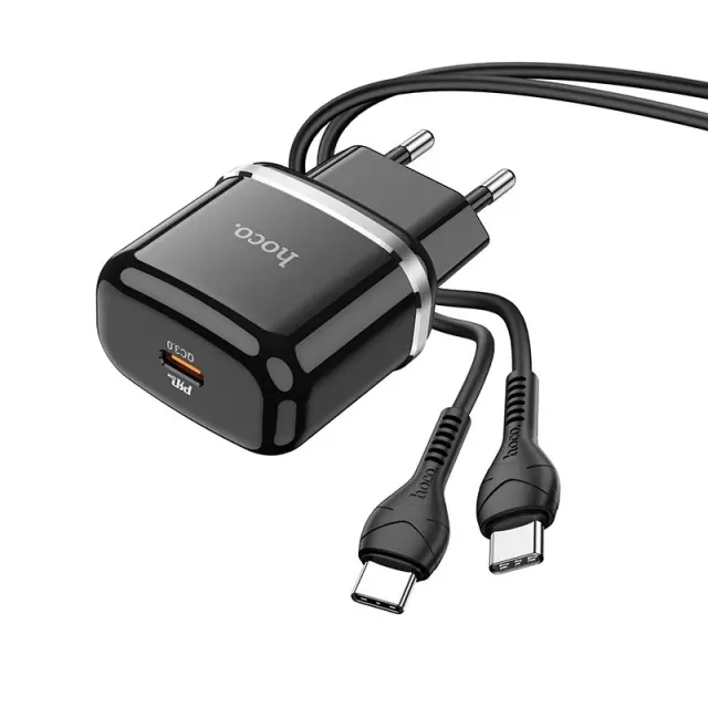 HOCO charger Type C PD 20W Fast Charge Victorious with cable for Type C N24 black 2