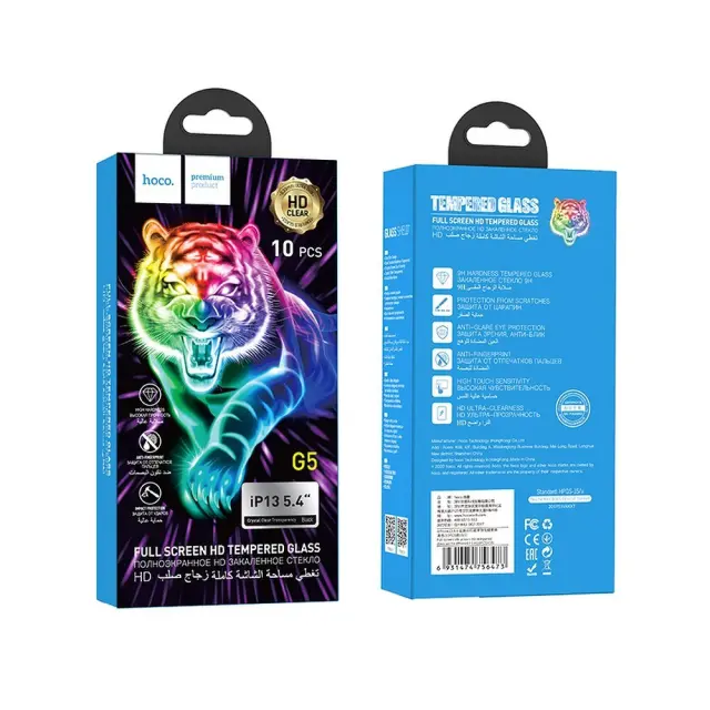 Tempered Glass Hoco G5 0.33mm Full Silk Screen HD 2.5D για Apple iPhone 13 mini Μαύρο Σετ 10τεμ. 2
