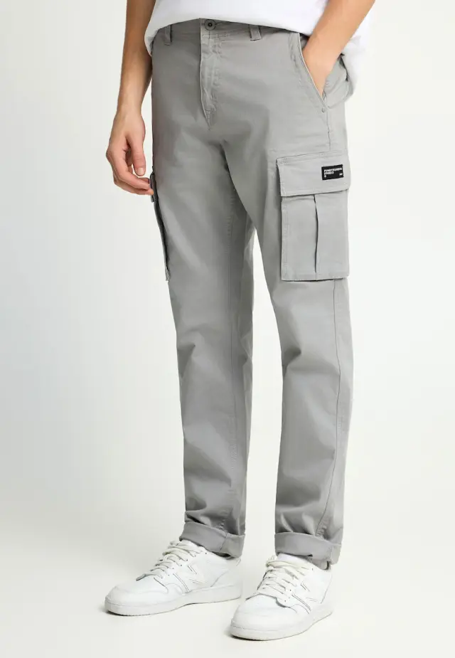 Funky Buddha Cargo Elastic Trousers in Regular Fit Grey FBM013-002-02 - 36