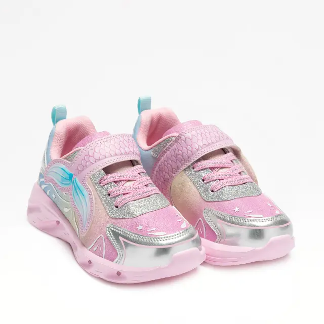 Lelli Kelly Παπούτσια αθλητικά sneakers ροζ με φωτάκια Led και σχέδιο mermaid LKAL5636A00 RO01 MARIEL 2