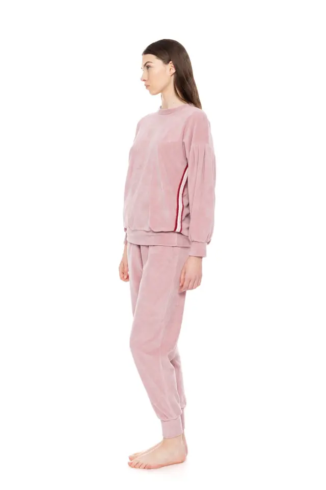 W1663 - Baby Pink - HOMEWEAR VELVET STRIPE 3