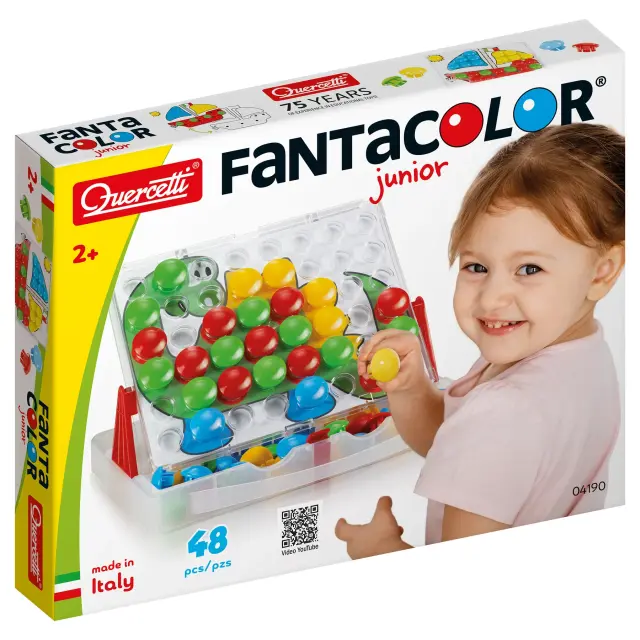 Quercetti FantaColor Junior 48 Μωσαϊκό με 48 Μεγάλα Κουμπιά και Διαφανές Ταμπλό (2+ ετών) 04190
