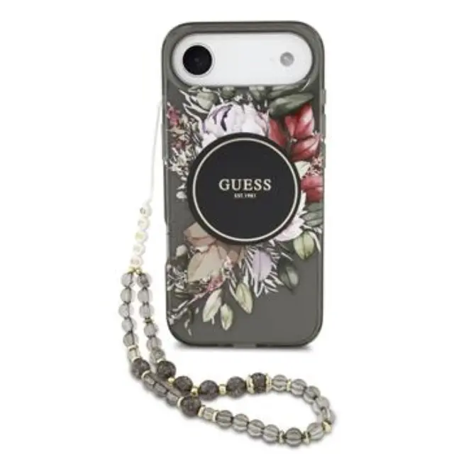 Guess IML Flowers Strap MagSafe Case for iPhone Air Black