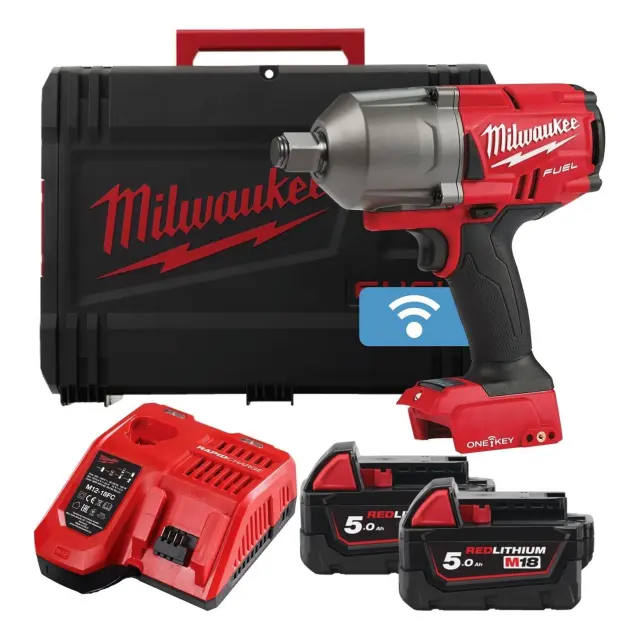 Milwaukee 4933459730 - Μπουλονόκλειδο Μπαταρίας 3/4" M18 ONEFHIWF34-502X FUEL MW, Υψηλής Ροπής με Δαχτυλίδι Συγκράτησης με 2 Μπαταρίες 5.0Αh ( 2x 5.0Αh) + Φορτιστή σε Βαλίτσα Μεταφοράς