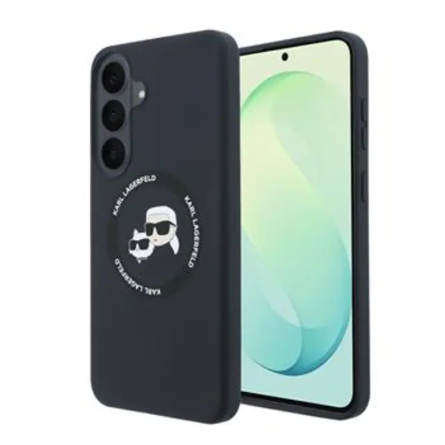 Karl Lagerfeld Liquid Silicone Double Heads Magnetic Case for Samsung Galaxy S26 FE Black