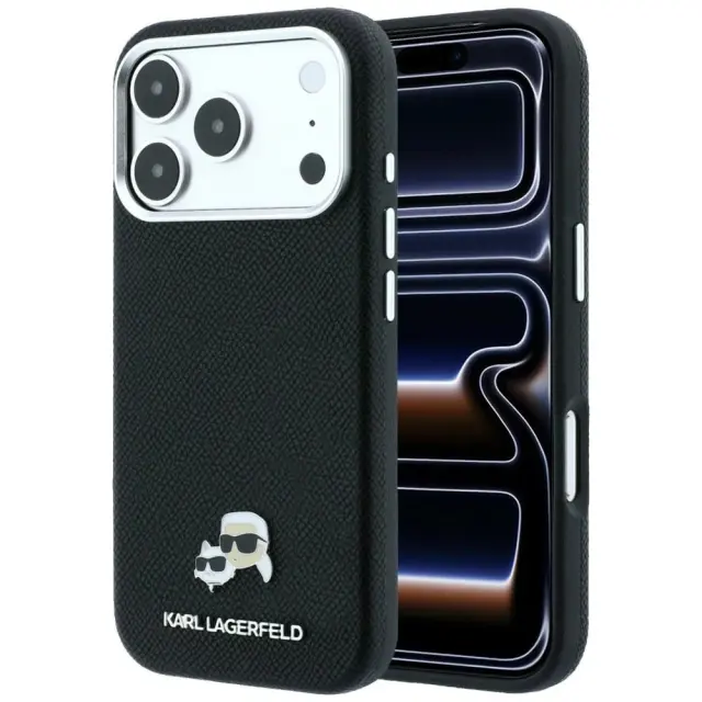 Karl Lagerfeld® Grained K&CH Heads MagSafe Θήκη για iPhone 17 Pro/18 Pro- Black