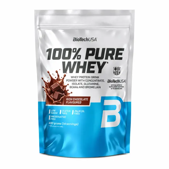 Biotech USA 100% Pure Whey Πρωτεΐνη Ορού Γάλακτος Χωρίς Γλουτένη με Γεύση Rich Chocolate 400gr