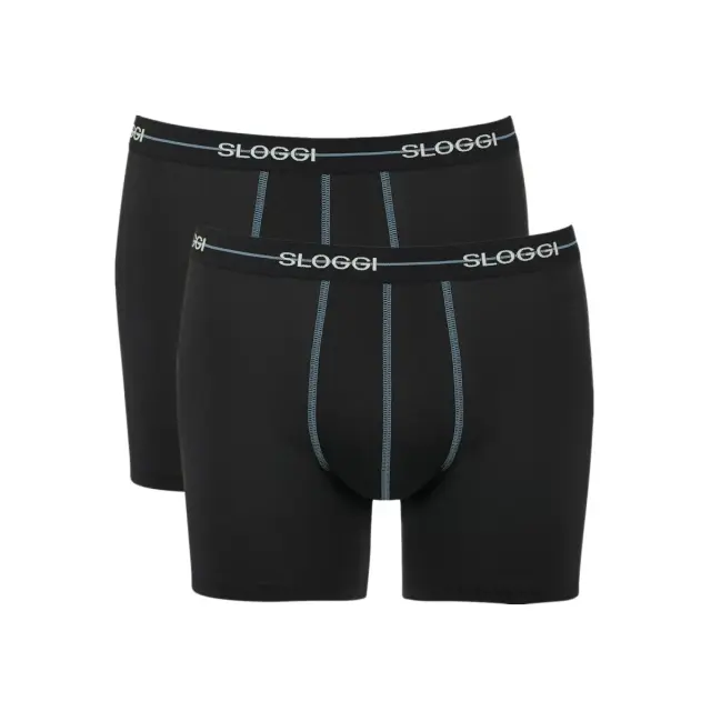 Sloggi Ανδρικό Boxer Start Short Box - Διπλό Πακέτο, Χρώμα Μαύρο