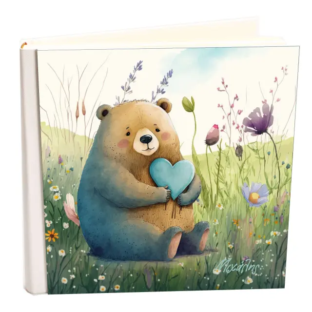 Άλμπουμ δερματινης my album, lovebears , Με όνομα Μιχάλης , άλμπουμ με ριζόχαρτο 35x35cm και κουτί άλμπουμ