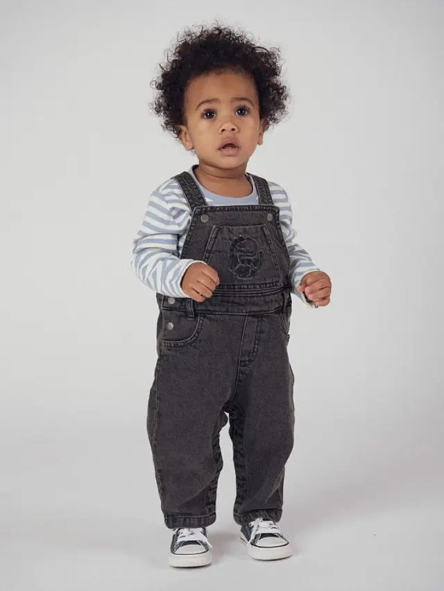 Βρεφική Σαλοπέτα για Αγόρια Denim Dinosaur ΓΚΡΙ 2