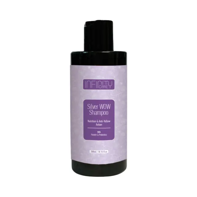 Silver WOW Shampoo 300ml by Infinity Care - Nutrition and Anti-Yellow Action With Keratin and Prebiotics - Θρεπτική και Αντι-Κίτρινη Δράση με Κερατίνη & Πρεβιοτικά