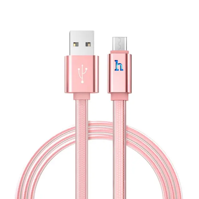 Καλώδιο σύνδεσης Hoco UPL 12 Plus USB σε Micro-USB 2.4A με PVC Jelly και Φωτεινή Ένδειξη Ροζ Χρυσό 1.2m 3