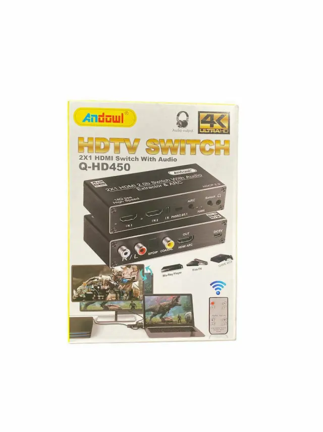 HDMI SWITCH 2X1 ΜΕ AUDIO ANDOWL Q-HD450 2
