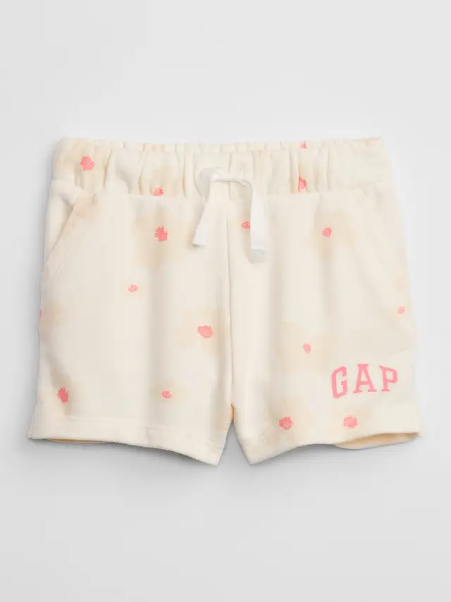 Μπεζ BabyGap Logo Print Pull-On Σορτς ivory frost