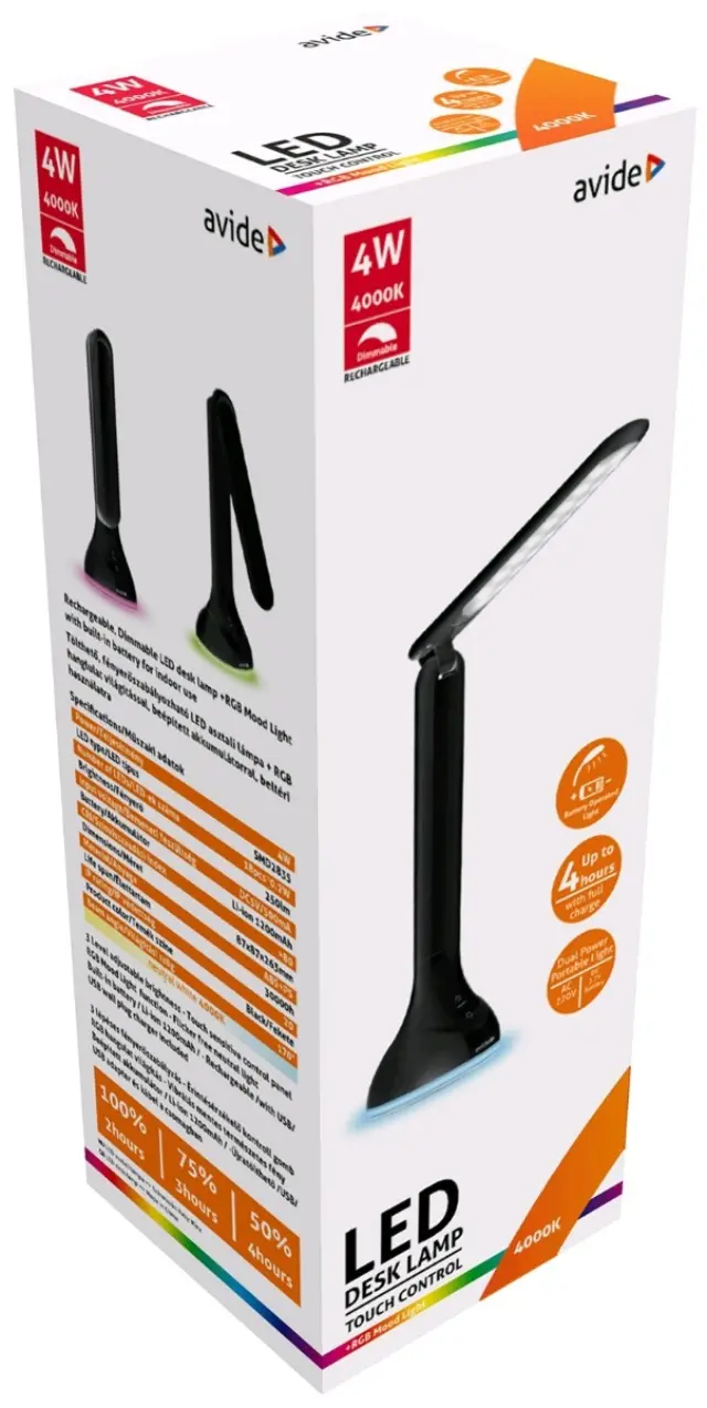 Avide LED Φωτιστικό Γραφείου RGB Mood Light Μαύρο 4W 15.001.0260 2