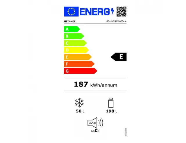 Ψυγείο Δίπορτο Heinner HF-HM248INVE++ με Συνολική Χωρητικότητα 248L, Ενεργειακή Κλάση E και Ύψος 165.5cm - White HF-HM248INVE++ 3
