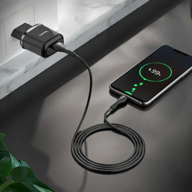 Hoco Φορτιστής με Θύρα USB-A και Καλώδιο micro USB 18W Quick Charge 3.0 Μαύρος (N3 Special) 3