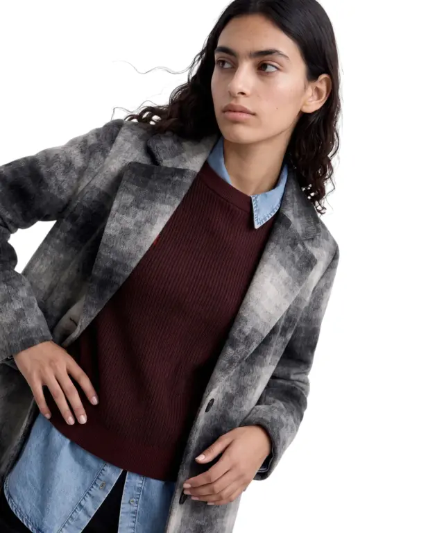 Desigual - Γυναικείο Μάλλινο Παλτό Mumbai 26WWEW20-2000 Γκρι/Μαύρο 2