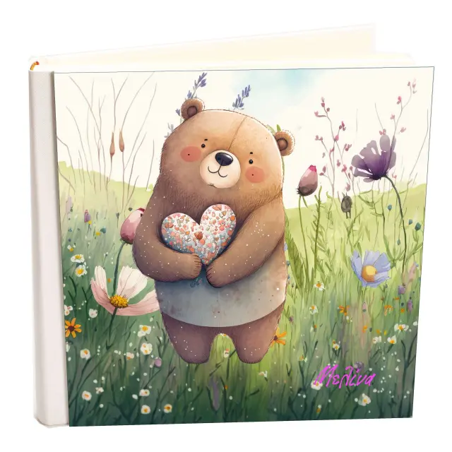Άλμπουμ δερματινης my album, lovebears ,Με όνομα Μελίνα , άλμπουμ με ριζόχαρτο 35x35cm και κουτί άλμπουμ