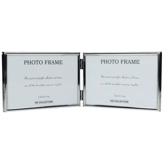 Κορνίζα Διπλή Ασημί Μέταλλο (2x)15x10cm