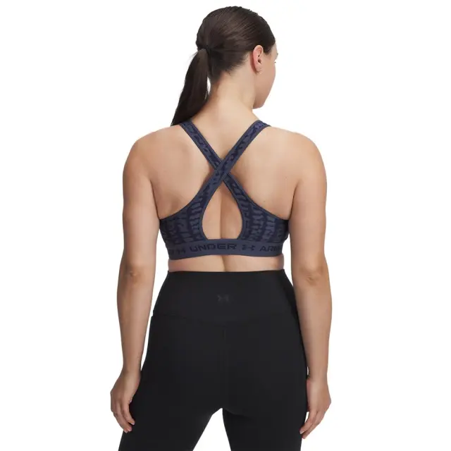 Under Armour Crossback Mid Print Bra (1361042-044) - Μπλέ 2
