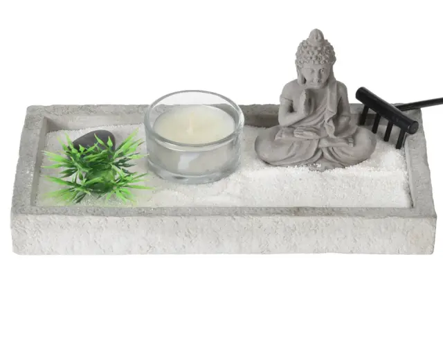 Διακοσμητικός κήπος Zen με φιγούρα Βούδα, κερί και διαστάσεις 19x10x8cm HZ1951020 3