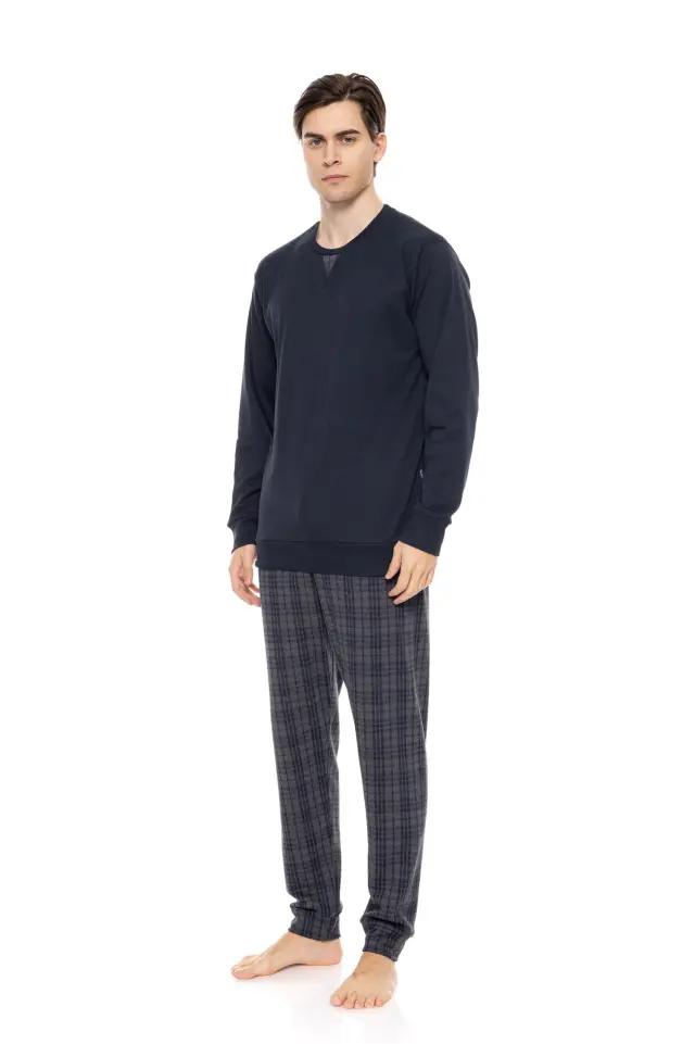 Ανδρική Πυτζάμα Jacquard Blue-Grey Plaid W-M700 Τύπος Ulisse 2