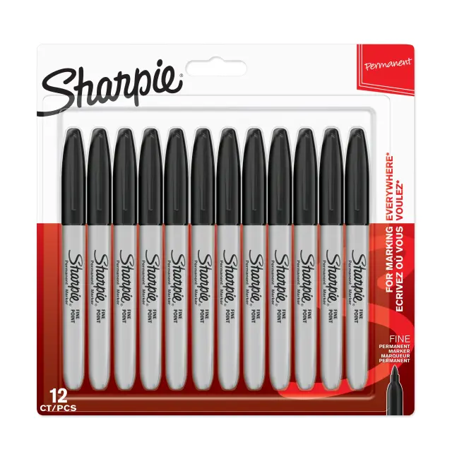 Sharpie - Permanent Marker Fine Black 12-Blister (1996111) - Toys