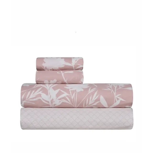 Σετ Σεντόνια King Size 4 Τεμαχίων Kentia Rosaira 18 Light Pink-White 270x270 3