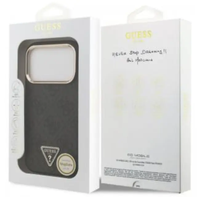 Θήκη PU Guess Apple iPhone 18 Pro/ 17 Pro MagSafe Leather Diamond Triangle 4G Μαύρο N71750 2