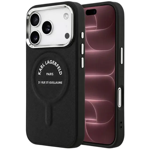 Θήκη TPU Karl Lagerfeld Apple iPhone 18 Pro Max/ 17 Pro Max MagSafe Leather Ring RSG Logo Μαύρο N71817