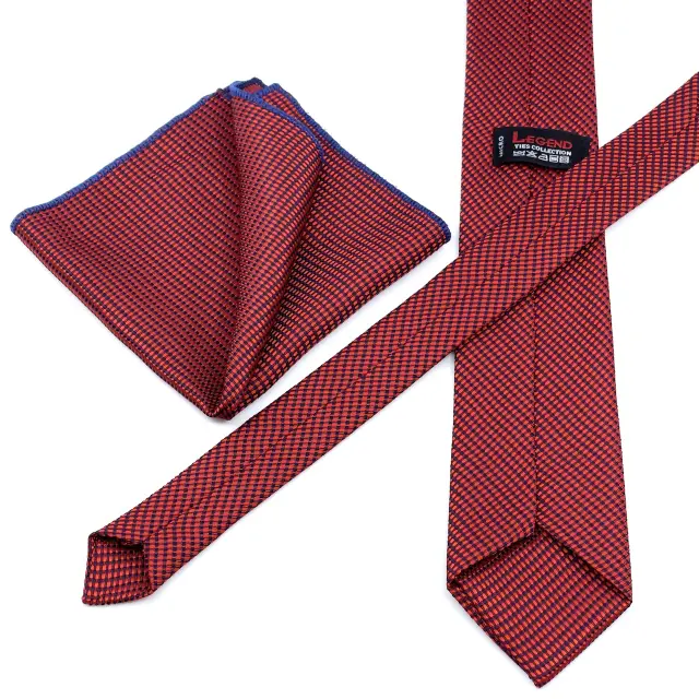 Κόκκινη Γραβάτα Microfiber Σετ με Μαντηλάκι 3