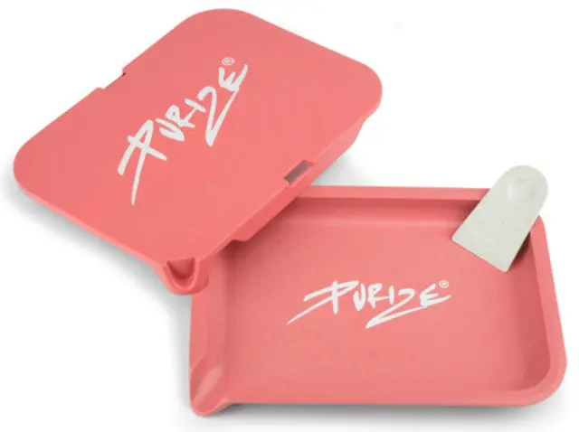 Purize Rolling Tray Kit Δίσκος Pink με Καπάκι - Small (20x15cm)