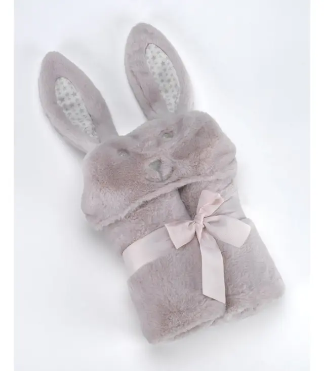 Κουβέρτα Λίκνου (75x95) Pompon Rabbit Σάπιο Μήλο Mora Spain
