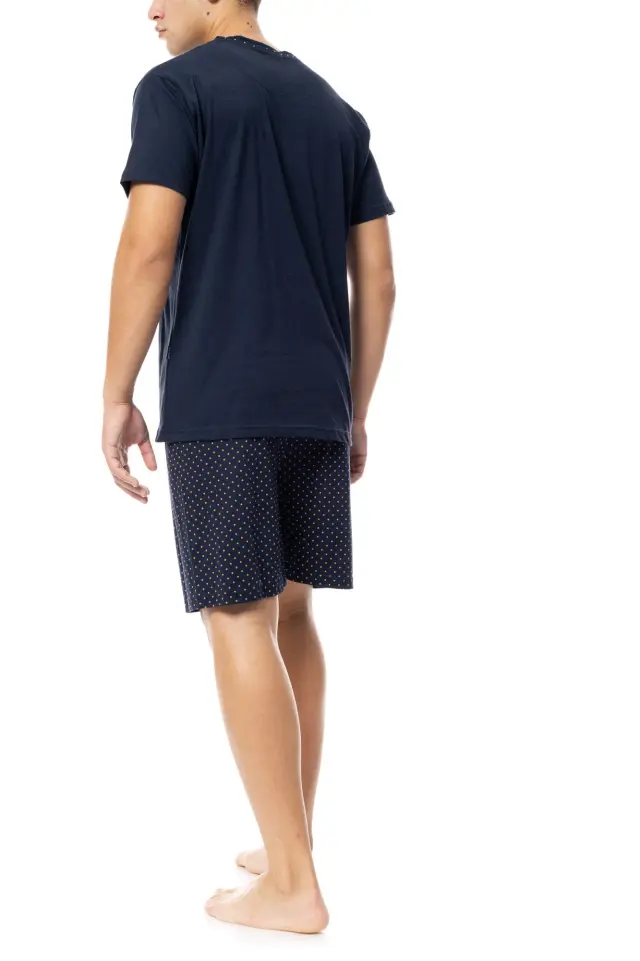 S-M552 - Yacht Blue - PYJAMA V-NECK YELLOW DOT - L 3