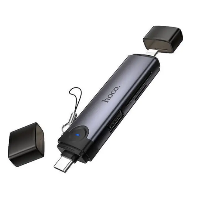 Hoco Card Reader Lightning USB 2.0 Type-C για SD/microSD Γκρι HB56B 2