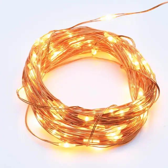 AcaLight Offer ΛΑΜΠΑΚΙΑ 12 LED 0.72W ΣΕ ΣΕΙΡΑ ΘΕΡΜΟ ΛΕΥΚΟ ΧΑΛΚΙΝΟ ΜΠΑΤΑΡΙΕΣ 2xCR2032 ΜΕ ΚΑΛΩΔΙΟ ΧΑΛΚΟΥ 1.2m IP20 100mm