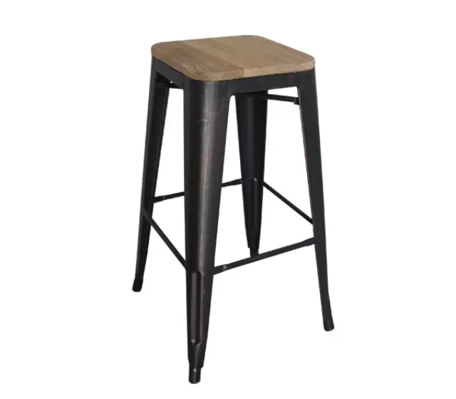 Σκαμπώ Bar RELIX Μέταλλο/Ξύλο Μαύρο/Δρυς Φυσικό 43x43 H.76cm