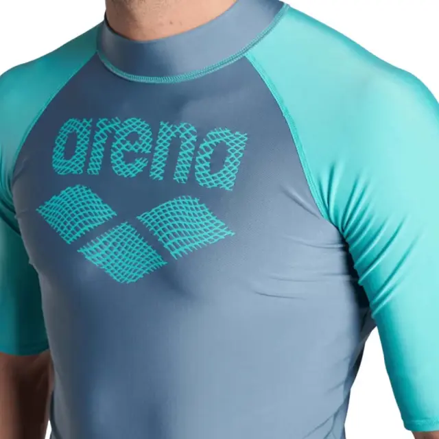 Arena Men's Shortsleeve Graphic UV Protection Rash Vest Tee Γαλάζιο 006292-580 (Arena) - Medium 3