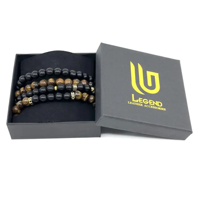 Tiger Eye Τετραπλό Ελαστικό Βραχιόλι με Πέτρες 2