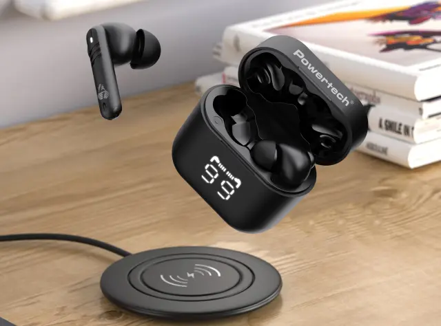 POWERTECH earphones με θήκη φόρτισης PT-1227, TWS, ENC, 30/480mAh, μαύρα 2