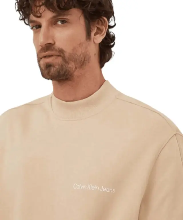 Calvin Klein - Ανδρικό Φούτερ Institutional Regular Fit J30J324621-AAT Μπεζ 2