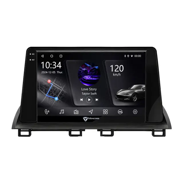 VenCore Οθόνη Multimedia Android 15 9" PX5S Octa-Core 2GB/32GB IPS με Πρόσοψη, CarPlay, Android Auto και Υποστήριξη Κάμερας 360° για Mazda 6 2008-2012 – Μαύρη (3236-10005-0233B) 2