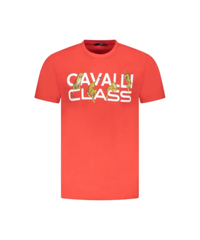Cavalli Class - Ανδρική Μπλούζα T-Shirt Κοντομάνικη Regular Fit TXT60MJD060-02000 Κόκκινο